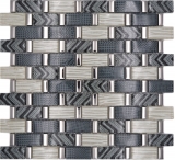Glass mosaic mosaic tile gray silver gold glossy wall kitchen bathroom shower - MOS83-MW20
