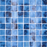 Schwimmbadmosaik Poolmosaik Glasmosaik blau changierend Wand Boden Küche Bad Dusche MOS220-P56385