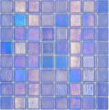 Schwimmbadmosaik Poolmosaik Glasmosaik blau irisierend mehrfarbig glänzend Wand Boden Küche Bad Dusche MOS220-P55382