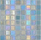 Schwimmbadmosaik Poolmosaik Glasmosaik Pastell grün irisierend mehrfarbig glänzend Wand Boden Küche Bad Dusche MOS220-P55383