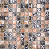 Glasmosaik Mosaikfliese braun glänzend Leopard Wand Küche Bad Dusche MOS68-WL64_f