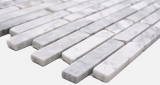 Mosaico in pietra naturale dipinto a mano, marmo bianco carrara opaco, pavimento cucina bagno doccia MOS40-Brick2000_m