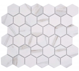 Keramik Mosaik Hexagon Calacatta Sechseck weiß graubraun matt MOS11G-0112