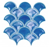 Keramik Mosaikfliese Fächer Fischschuppen uni dunkelblau ice crackled Style MOS13-FS3