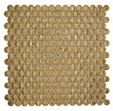 Keramik Mosaikfliese Knopf Loop Penny Rund uni gold gehämmert MOS10-0707