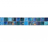 Mosaik Borde Bordüre Glasmosaik Tierwelt BIRD Hellblau Dunkelblau MOS68BOR-WL74