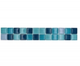 Mosaik Borde Bordüre Glasmosaik Mosaikfliese mix blau petrol türkis MOS88BOR-XCE95