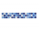 Mosaik Borde Bordüre Glasmosaik bebrochen mix weiss blau MOS92BOR-0104