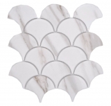 Keramikmosaik weiß matt Steinoptik Mosaikfliese Küchenwand Fliesenspiegel Bad Duschwand MOS13-FS112_f