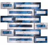 Mosaikfliese Glasmosaik blau glänzend 2D-Optik Mosaikfliese Küchenwand Fliesenspiegel Bad Duschwand MOS88-W9_f