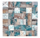 Mosaikfliese Glasmosaik mix beige petrol matt Mosaikfliese Küchenwand Fliesenspiegel Bad Duschwand MOS160-W800_f