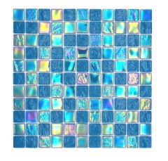 Mosaikfliese Glasmosaik iridium blau glänzend Mosaikfliese Küchenwand Fliesenspiegel Bad Duschwand MOS65-S63_f