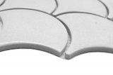 Handmuster Keramik Mosaikfliese Fächer Fischschuppen uni weiß ice crackled Style MOS13-FS1_m