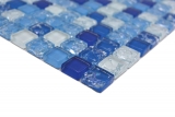 Handmuster Glasmosaik Mosaikfliese gebrochen weiss Blau MOS92-0104_m
