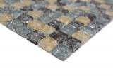 Handmuster Glasmosaik Mosaikfliese gebrochen grau beige braun MOS92-1302_m
