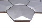 Handmuster Edelstahl Hexagon Mosaikfliesen Hexagon 3D Stahl Titanium glänzend MOS128-SB_m