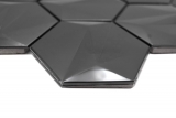 Handmuster Edelstahl Hexagon Mosaikfliesen 3D Stahl Tungsten glänzend MOS128-PL_m