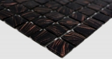 Handmuster Glasmosaik Mosaikfliese Schwarz Kupfer changierend schimmernd MOS230-G49_m
