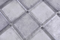 Handmuster Quadrat Glasmosaik Crystal mix grau Wand Fliesenspiegel Küche Dusche Bad MOS88-0020_m