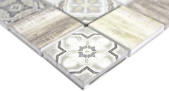 Handmuster Quadrat Crystal mix creme braun Wand Fliesenspiegel Mos160-w100_m