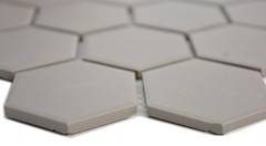 Hand-painted mosaic tile ceramic hexagon gray unglazed MOS11B-0202-R10_m