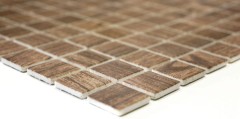 Piastrella di mosaico campione a mano ECO Recycling GLAS ECO texture legno marrone MOS63-409_m