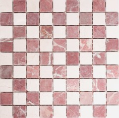 Marmor Mosaik Fliese Naturstein creme beige rot Random Duschwand - MOS42-1004