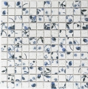 Keramik Mosaik Retro Vintage weiß blaue Blume Mosaikfliese Küchenrückwand MOS18D-1404