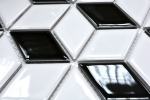 Handmuster Mosaik Fliese Keramik 3D Würfel weiß schwarz glänzend Wandfliesen Badfliese MOS13-OV01_m