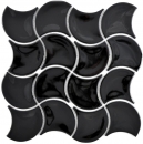 Mosaic tile ceramic fan black glossy wave wall tile bathroom tile MOS13-FSW03_f | 10 mosaic mats