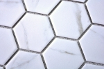 Handmuster Mosaik Fliese Keramik weiß Hexagon Carrara Wandfliesen Badfliese MOS11G-0102_m