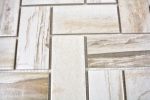 Handmuster Mosaik Fliese Keramik beige Fischgrät Holz hell Fliesenspiegel Küche MOS24-2002_m