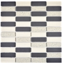 Piastrella di mosaico ceramica beige nero aste non smaltate piatto doccia antiscivolo piastrelle specchiate - MOS24-0113-R10