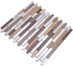 Handmuster Mosaik Fliese Aluminium beige braun Verbund Alu alu kupfer Fliesenspiegel Kche MOS49-A991_m