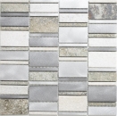 Mosaik Rückwand Quarzit Naturstein Aluminium silber grau hellbeige Rechteck MOS49-505_f