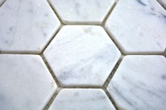 Handmuster Mosaik Fliese Marmor Naturstein Hexagon Marmor weiß Carrara Optik MOS44-0103_m