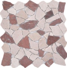 Mosaik Bruch Marmor Naturstein rot beige Polygonal Rosso Verona Spritzschutz Fliesenspiegel Wand Küche - MOS44-1002