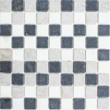 Mosaïque Marbre Pierre naturelle beige gris noir Marbre Botticino Nero MOS40-MOS32/1125_f