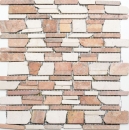 Mosaic tile marble natural stone beige red brick mosaic Biancone Rosso MOS40-0225_f