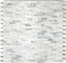 Mosaik Fliese Marmor Naturstein Brick Splitface weiß 3D klein MOS40-3D11_f