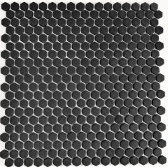 Glasmosaik Nachhaltiger Wandbelag Fliese Recycling Hexagon Enamel anthrazit schwarz matt MOS140-HX11B