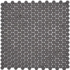Glasmosaik Nachhaltiger Wandbelag Fliesenspiegel Recycling Hexagon Enamel graubraun matt MOS140-HX15G