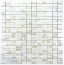 Mosaikfliese ECO GLAS Rechteck weiß metallic 3D MOS355-01_f | 10 Mosaikmatten