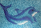 Delphin Schwimmbad Mosaik Pool Mosaik Mosaikbild blau Delfin 1.600x1.100mm MOSMB-Delphin_gross