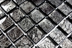 Motif manuel Carreau de mosaïque de verre translucide Crystal noir structure MOS126-8BL17_m