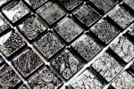 Hand-painted mosaic tile Translucent glass mosaic Crystal black structure MOS126-8BL17_m