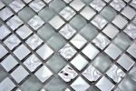 Handmuster Mosaikfliese Transluzent Glasmosaik Crystal EP Silber Glas gefrostet MOS92-0217_m