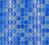 Glasmosaik Mosaikfliesen hellblau mittelblau BAD WC Küche WAND MOS72-0406