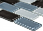 Handmuster Mosaikfliese Transluzent schwarz Brick Glasmosaik Crystal schwarz MOS66-0208_m