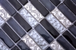 Échantillon manuel Carreau de mosaïque Translucide gris noir Bâtons Mosaïque de verre Crystal Resin gris noir argenté MOS87-03108_m